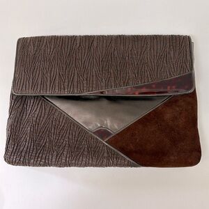 Vintage Tre Zeta Genuine Suede and Leather Abstract Patch Clutch Shoulder Bag